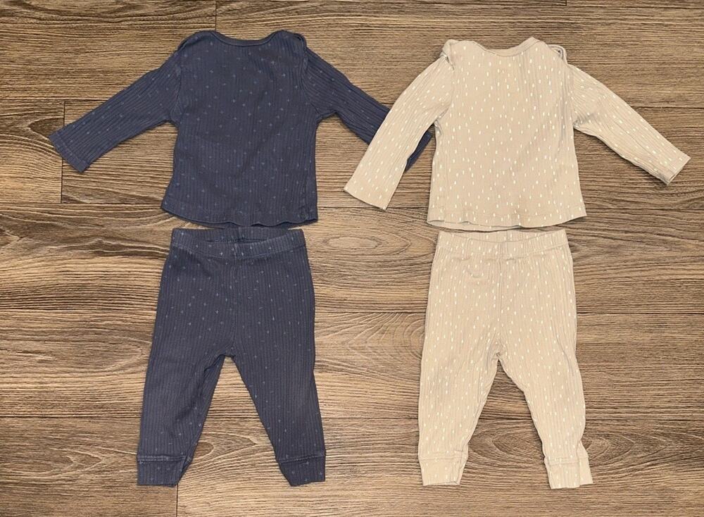 Cloud Island Top And Bottom Blue And Tan Baby Size 6-9 Months Two Two-Piece Sets